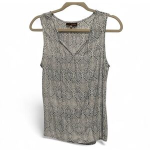 Crosby Silky Boho Print Tue Neck Tank Top Size Medium